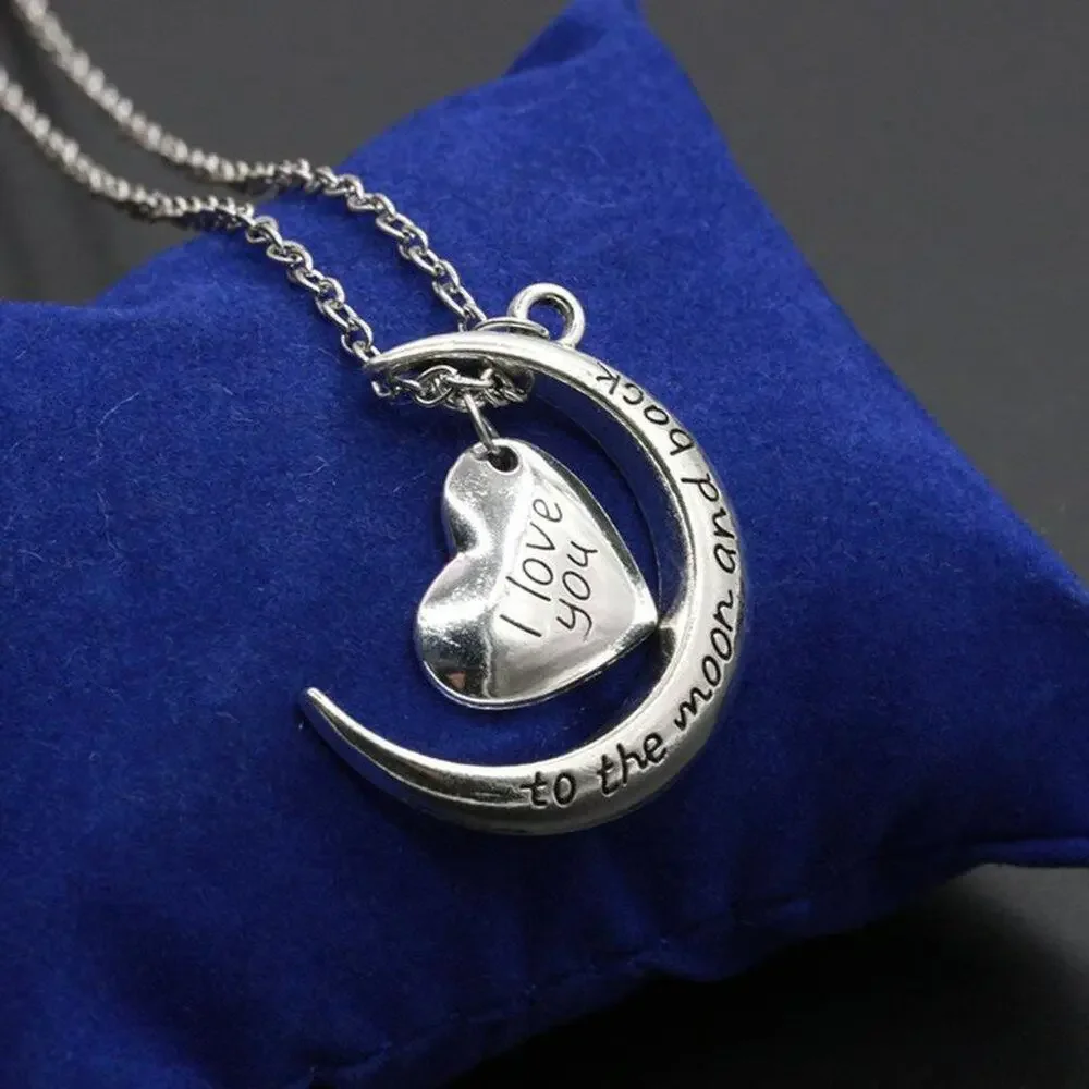 Couple Necklace I Love You Moon Heart‎ Love Necklace Clavicle Chain Boho Chic